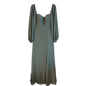 Jenny Yoo Collection Althea Long Sleeve Bridesmaid Dress Chiffon Eucalyptus 10
